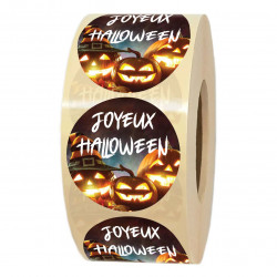rouleau d'étiquettes bonbons joyeux halloween