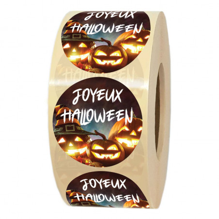 rouleau d'étiquettes bonbons joyeux halloween