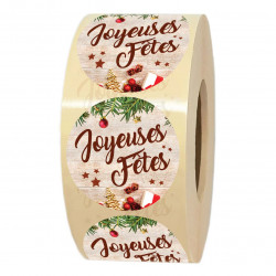 Rouleau d'étiquettes cadeau Joyeuses fêtes pour cadeau de noël