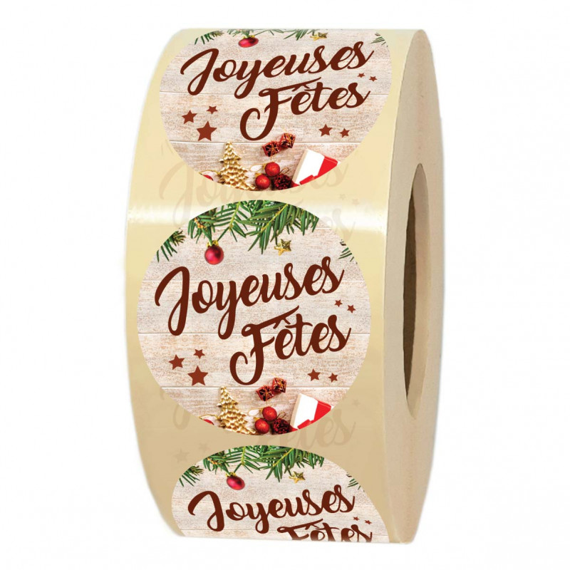 Rouleau d'étiquettes cadeau Joyeuses fêtes pour cadeau de noël