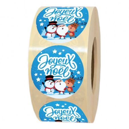 1000 étiquettes cadeau de noël bleues