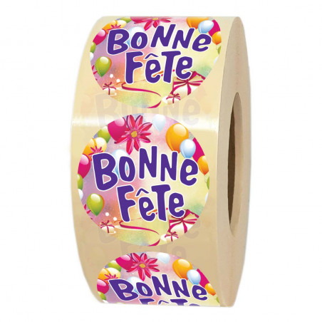 rouleau d'étiquettes adhésives Bonne fête pour paquet cadeau fleuriste