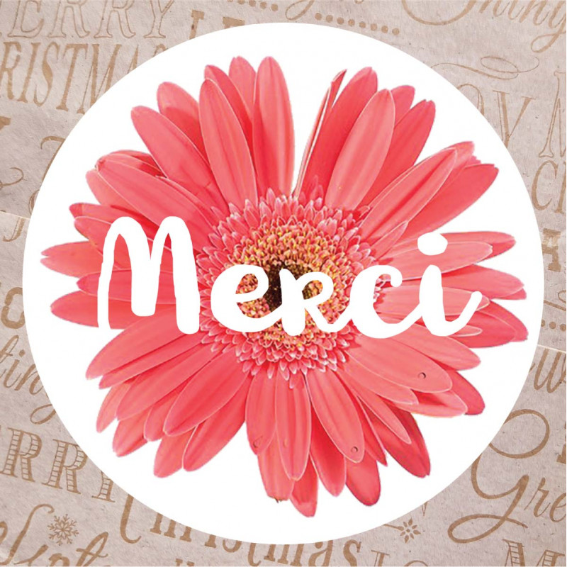 étiquette adhésive MERCI pour enveloppe remerciement