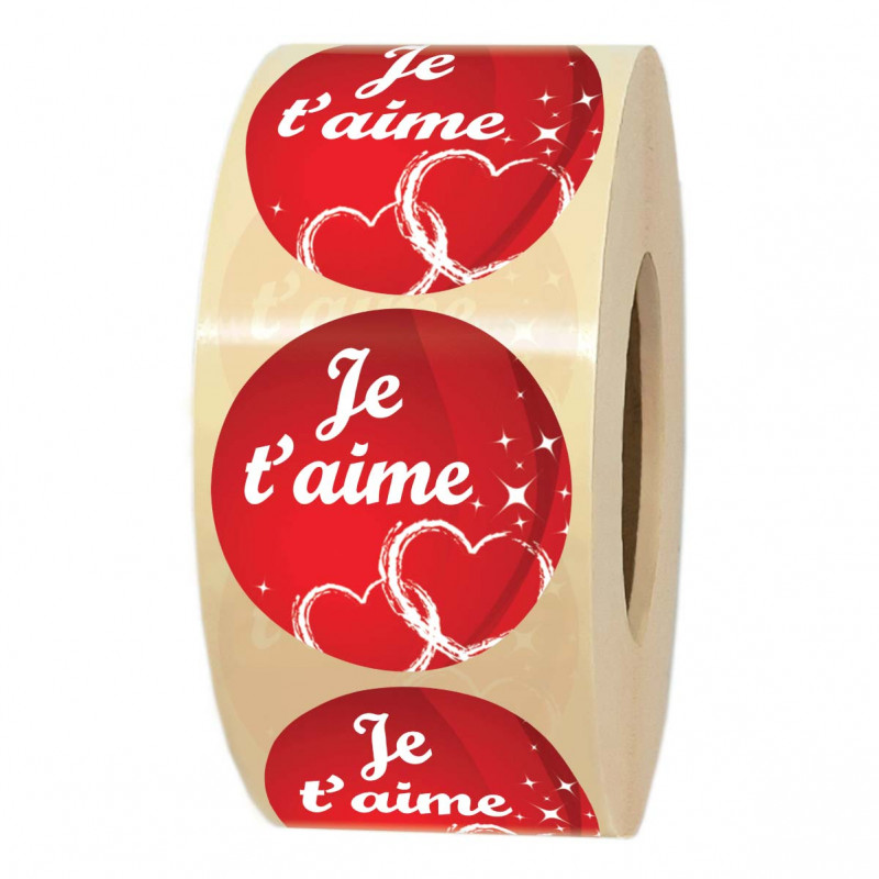 1000 étiquettes autocollantes je t'aime pour bouquet de fleurs ou emballage cadeau