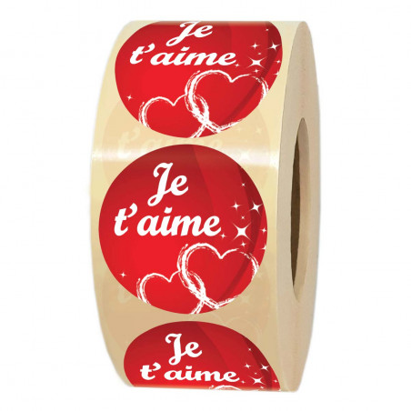1000 étiquettes autocollantes je t'aime pour bouquet de fleurs ou emballage cadeau