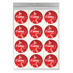 étiquettes adhésives pour emballage cadeau je t'aime amour
