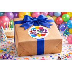 sticker joyeux anniversaire pour paquet cadeau anniversaire