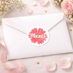 étiquette autocollante merci pour remerciements mariage, baptême, naissance ou autre