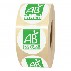 étiquettes rondes avec logo AB  certifié agriculture biologique pour produits bio.