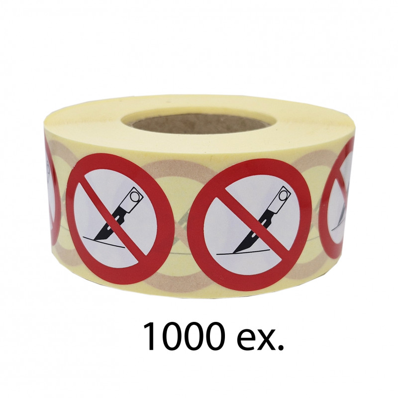 Étiquettes adhésives Lame interdite – Rouleau 1000 Ø 35 mm