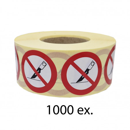 Étiquettes adhésives Lame interdite – Rouleau 1000 Ø 35 mm