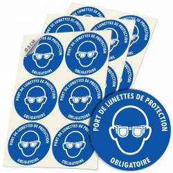 autocollant port de lunettes de protection obligatoire – santé et sécurité au travail