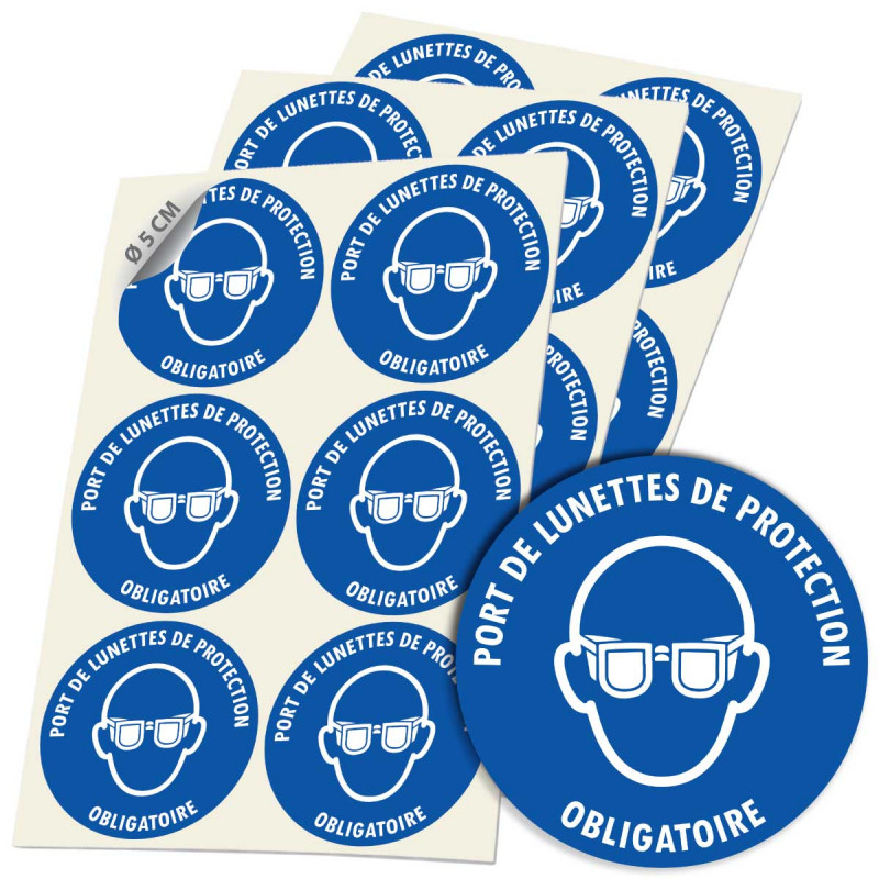 autocollant port de lunettes de protection obligatoire – santé et sécurité au travail