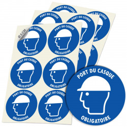 autocollant port du casque obligatoire – santé et sécurité au travail