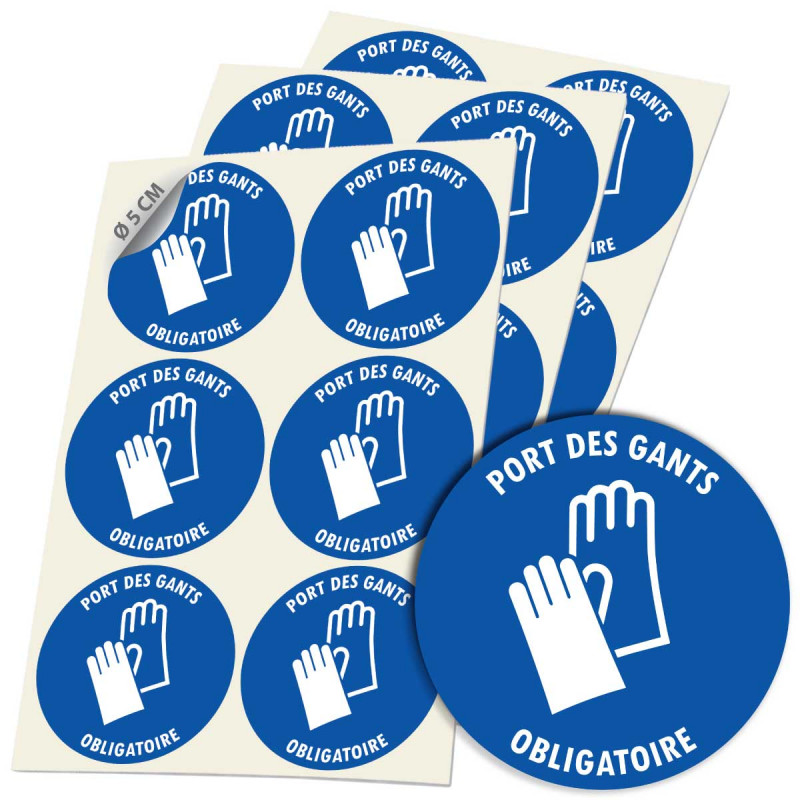 autocollant port des gants obligatoire – santé et sécurité au travail