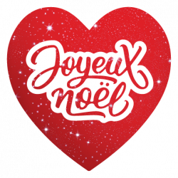 Sticker cadeau Joyeux Noël coeur rouge pour paquet cadeau