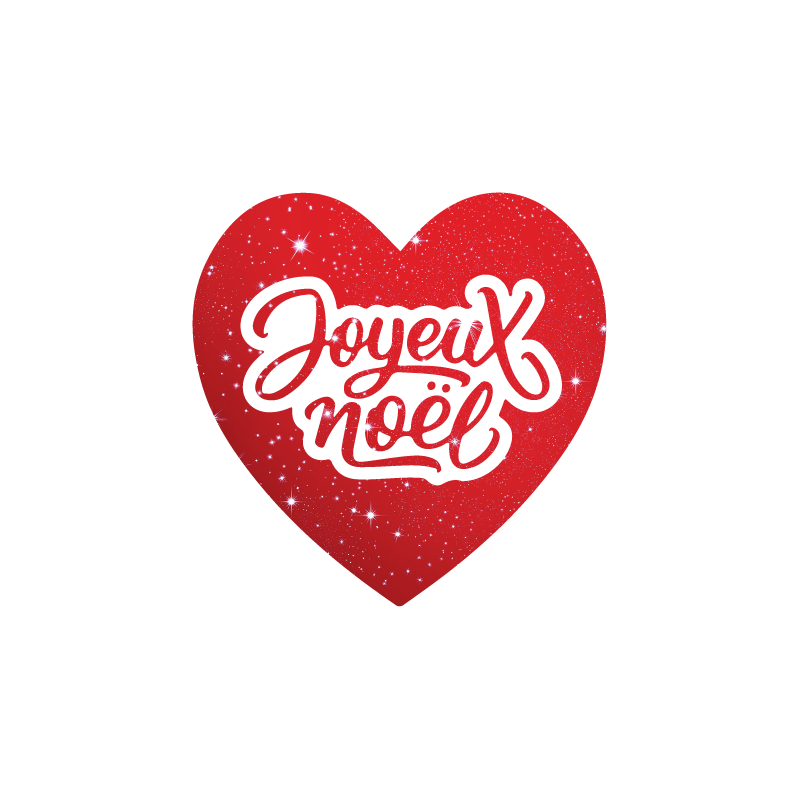 Sticker cadeau Joyeux Noël coeur rouge pour paquet cadeau