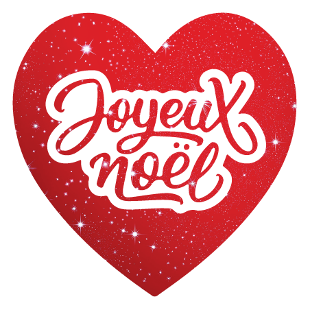 Sticker cadeau Joyeux Noël coeur rouge pour paquet cadeau