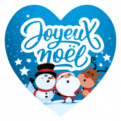 Sticker cadeau Joyeux Noël cœur bleu pour paquet cadeau avec père noël
