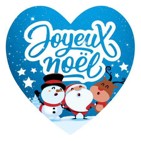 Sticker cadeau Joyeux Noël cœur bleu pour paquet cadeau avec père noël