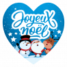 Sticker cadeau Joyeux Noël cœur bleu pour paquet cadeau avec père noël