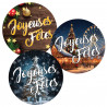 36 Stickers Ronds Joyeuses Fêtes marché de Noël et sapins