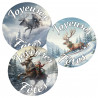 36 Stickers Joyeuses Fêtes avec rennes pour emballage cadeau de noël.