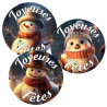 étiquettes cadeaux de noël avec bonhommes de neige