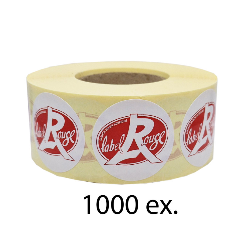 étiquettes autocollantes label rouge en rouleau de 1000 exemplaires