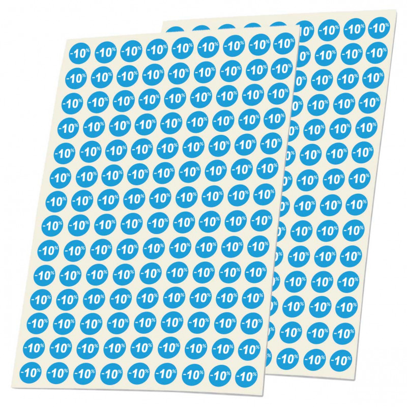 252 étiquettes promo - 10% en diamètre 1 cm