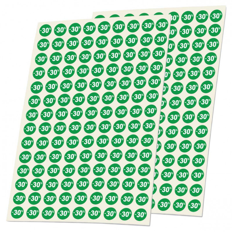 petites étiquettes solde 30% autocollantes
