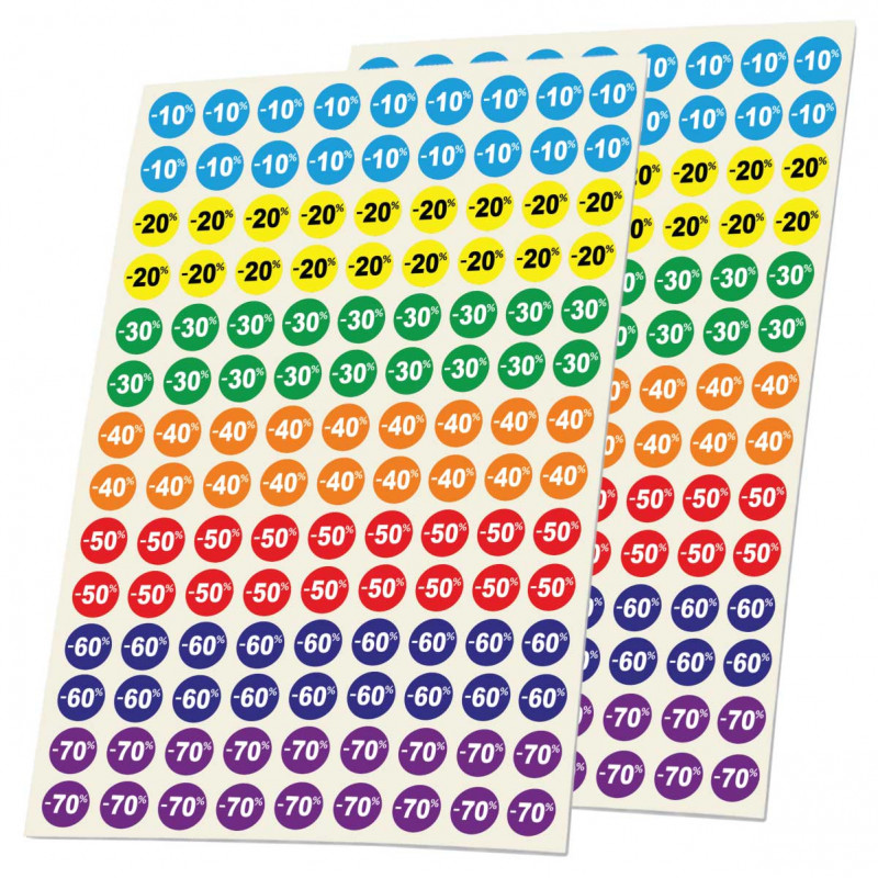Petites pastilles soldes adhésives de -10% à -70%