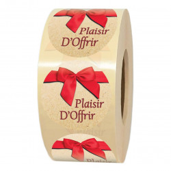 Rouleau d'étiquettes cadeau PLAISIR D'OFFRIR
