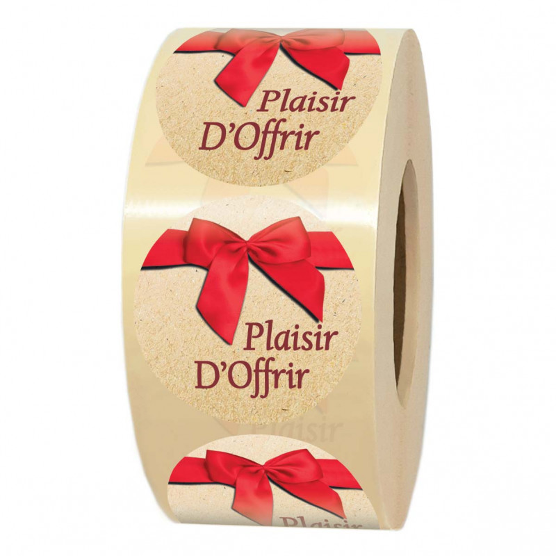 Rouleau d'étiquettes cadeau PLAISIR D'OFFRIR