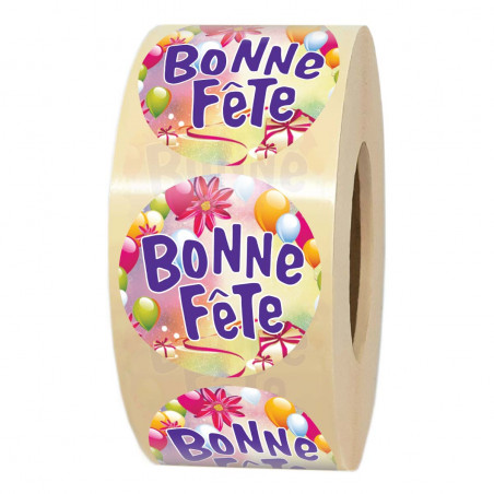 rouleau d'étiquettes adhésives Bonne fête pour paquet cadeau fleuriste