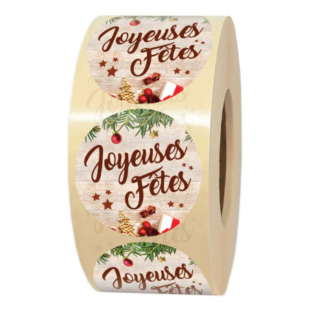 Rouleau d'étiquettes cadeau Joyeuses fêtes pour cadeau de noël