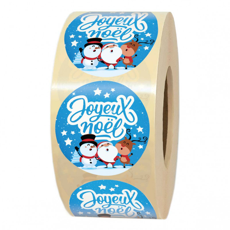 1000 étiquettes cadeau de noël bleues