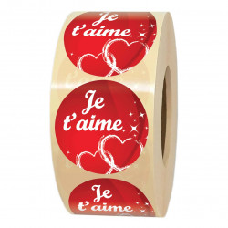 1000 étiquettes autocollantes je t'aime pour bouquet de fleurs ou emballage cadeau