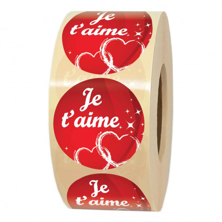 1000 étiquettes autocollantes je t'aime pour bouquet de fleurs ou emballage cadeau