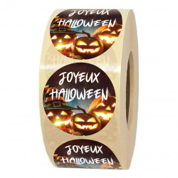 rouleau d'étiquettes bonbons joyeux halloween