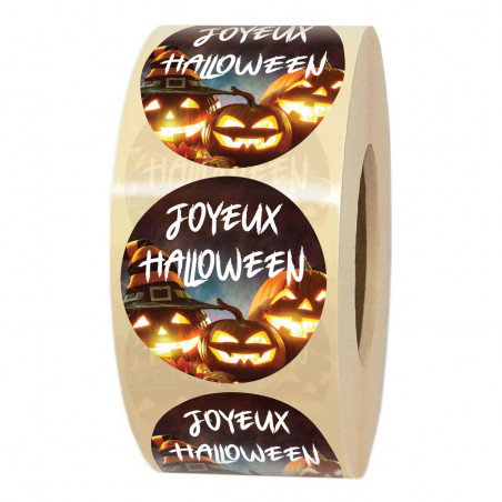 rouleau d'étiquettes bonbons joyeux halloween