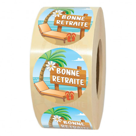 rouleau étiquettes adhésives bonne retraite pour paquet cadeau