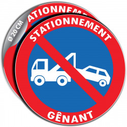 Adhésif stationnement gênant avec image fourrière pour indiquer les règles de parking dans une rue