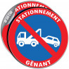 Adhésif stationnement gênant avec image fourrière pour indiquer les règles de parking dans une rue