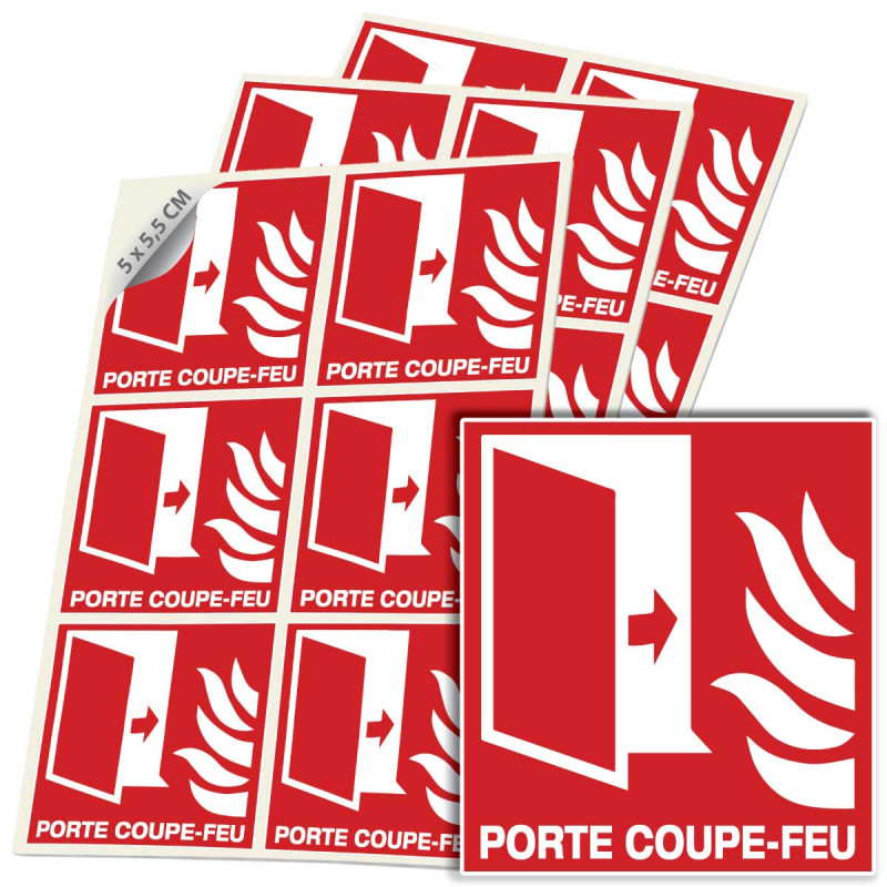 Autocollant Porte Coupe Feu F007 ISO 7010 avec pictogramme sécurité incendie