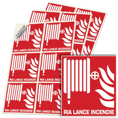 Autocollant RIA Lance Incendie F002 ISO 7010 pictogramme sécurité incendie
