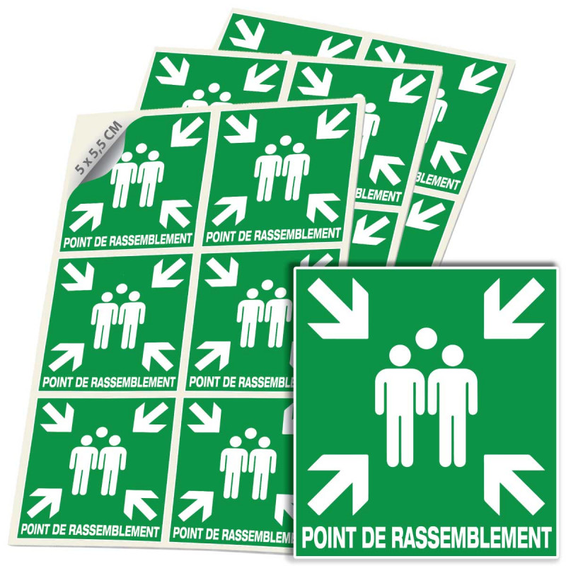 Sticker point de rassemblement E007 ISO 7010 signalisation évacuation