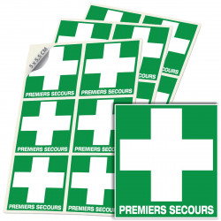 Sticker premiers secours E003 ISO 7010 pictogramme aide médicale sécurité
