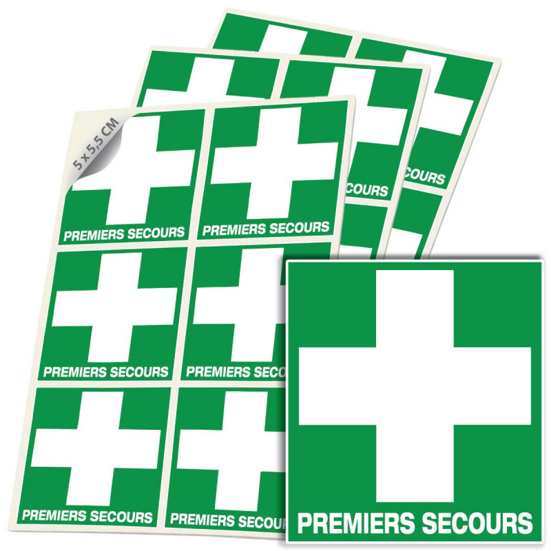 Sticker premiers secours E003 ISO 7010 pictogramme aide médicale sécurité