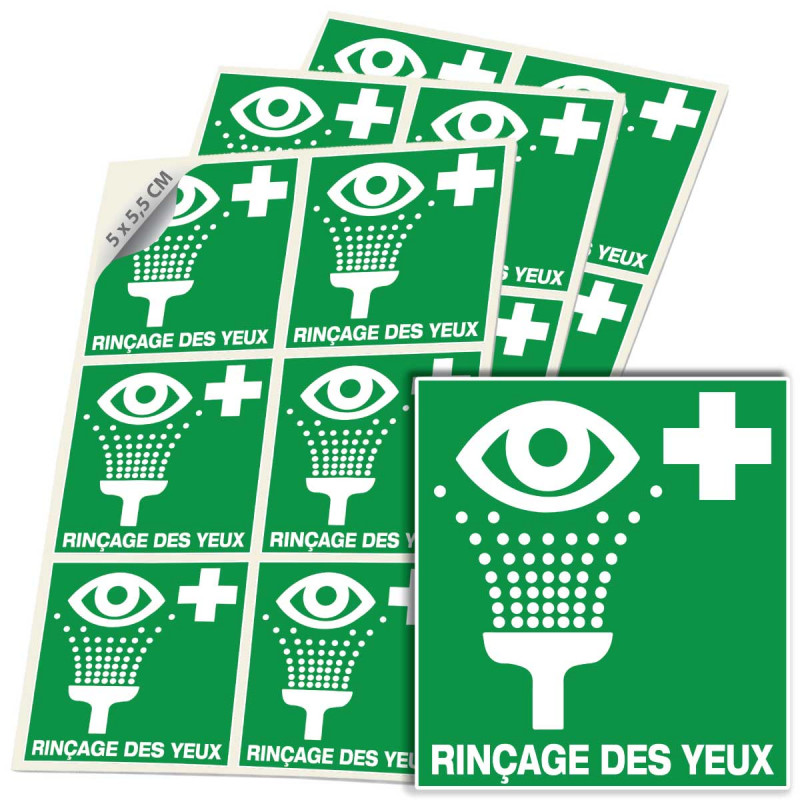 Sticker rinçage des yeux E011 ISO 7010 pictogramme rince œil